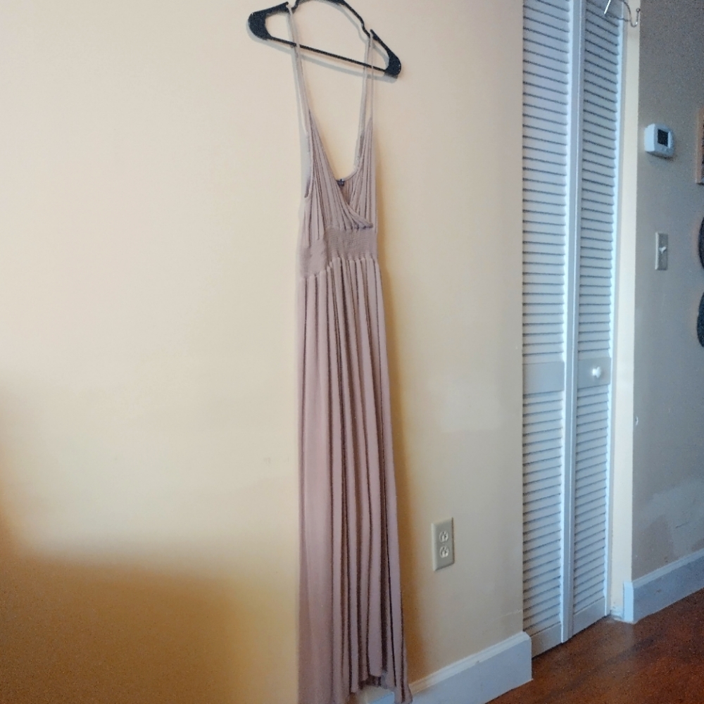 WEST KEI nude gauze cotton 'V' maxi dress